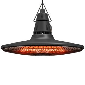 1500W Electric Patio Heater, IP65 Hanging Infrared Outdoor Heater with Carbon Fiber Tube, Remote Control, Black