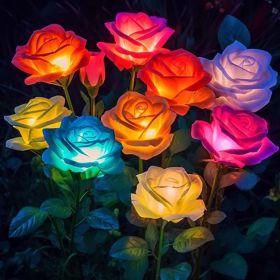 Solar Lights Outdoor Waterproof for Garden Decor, 4 Pack Solar Garden Lights for Outside, Outdoor Solar Lights for Yard with Solar Flowers Lights (Option: 10pcs)