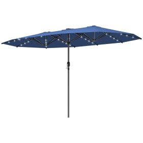 Garden Parasol, Double-Sided Sun Umbrella With LED Solar Lights, Patio Parasol For Outdoor, Blue (Option: BLUE)