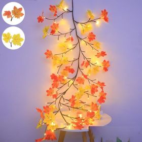 Maple Leaf Lamp, realistic flower lamp, night lamp, remote control, 8 lighting modes, wall decoration, suitable for parties (size: 96LED/6FT)